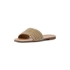 Ciabattine Flat bianche da Donna con decorazione Perline Lora Ferres