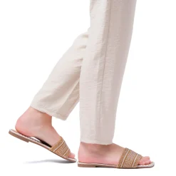 Ciabattine Flat bianche da Donna con decorazione Perline Lora Ferres