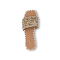 Ciabattine Flat bianche da Donna con decorazione Perline Lora Ferres