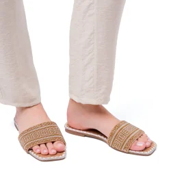 Ciabattine Flat bianche da Donna con decorazione Perline Lora Ferres