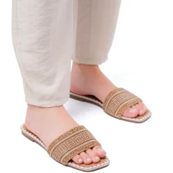 Ciabattine Flat bianche da Donna con decorazione Perline Lora Ferres