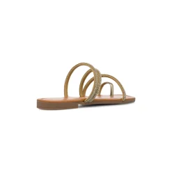 Ciabattine flat oro da Donna con dettaglio gioiello strass Lora Ferres