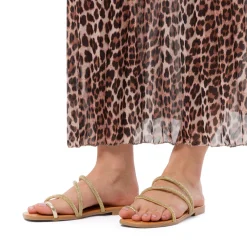 Ciabattine flat oro da Donna con dettaglio gioiello strass Lora Ferres