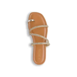 Ciabattine flat oro da Donna con dettaglio gioiello strass Lora Ferres