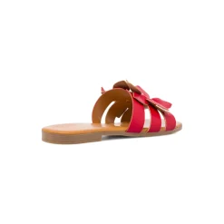 Ciabattine flat rosse da Donna con fiore in rilievo Lora Ferres