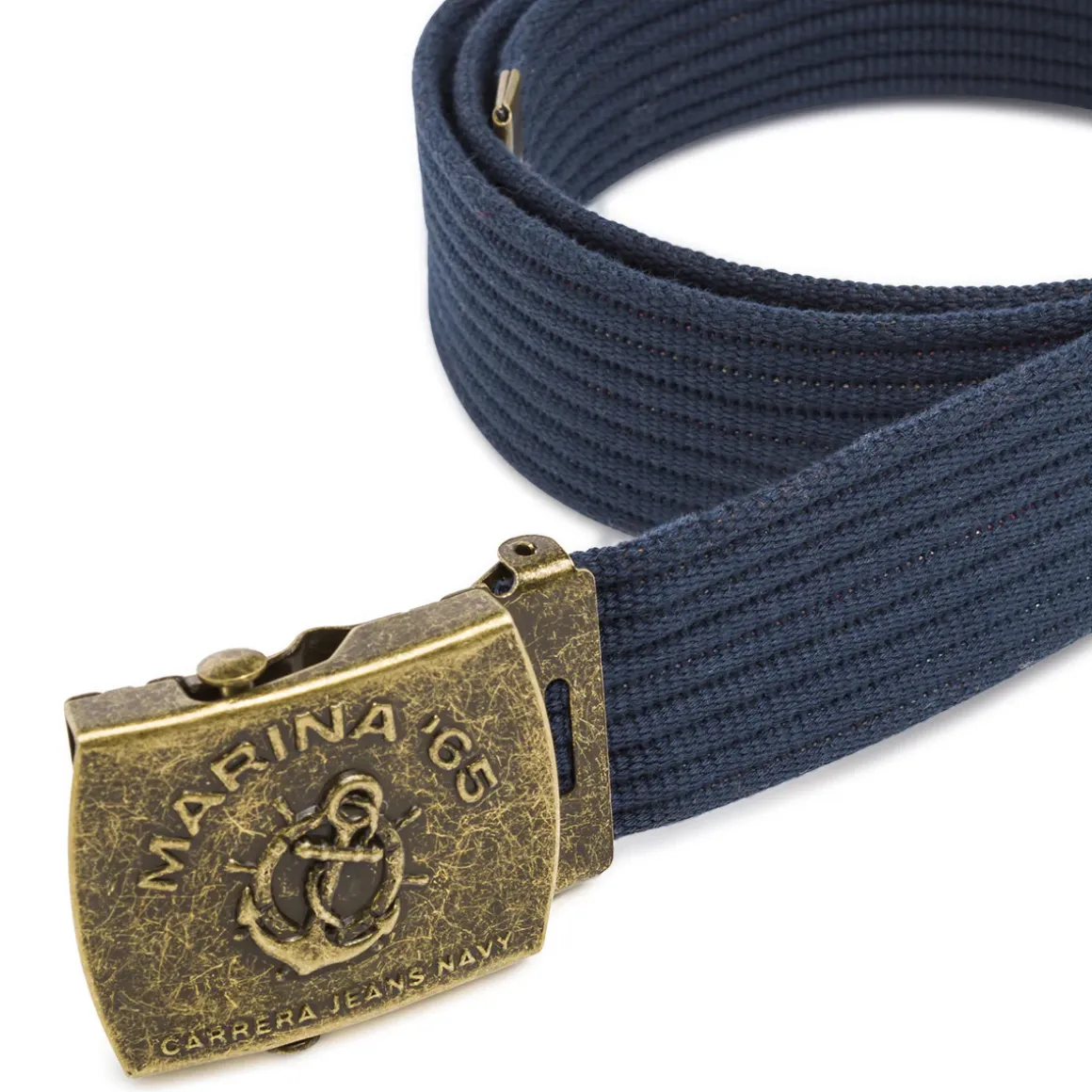 Cintura Blu Uomo in tessuto con fibbia metallica logo Carrera Jeans