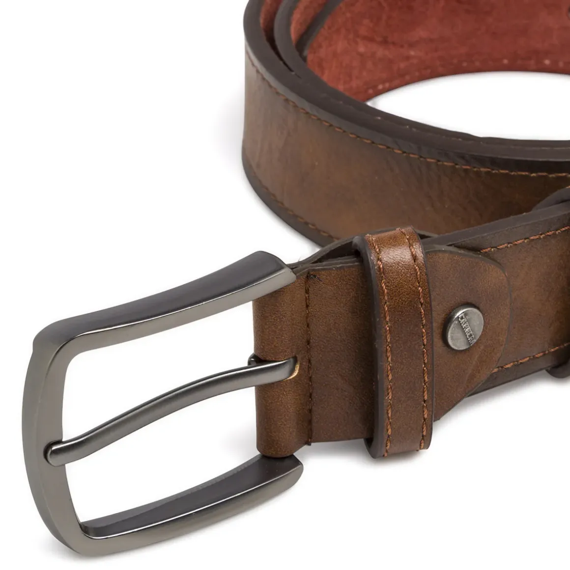 Cintura casual marrone da Uomo con effetto venato e fibbia brunita Carrera Jeans