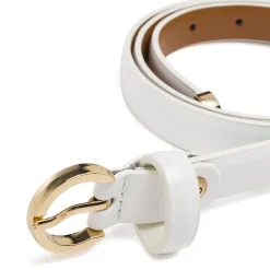 Cintura da Donna bianca in vera pelle con fibbia dorata Coconuda
