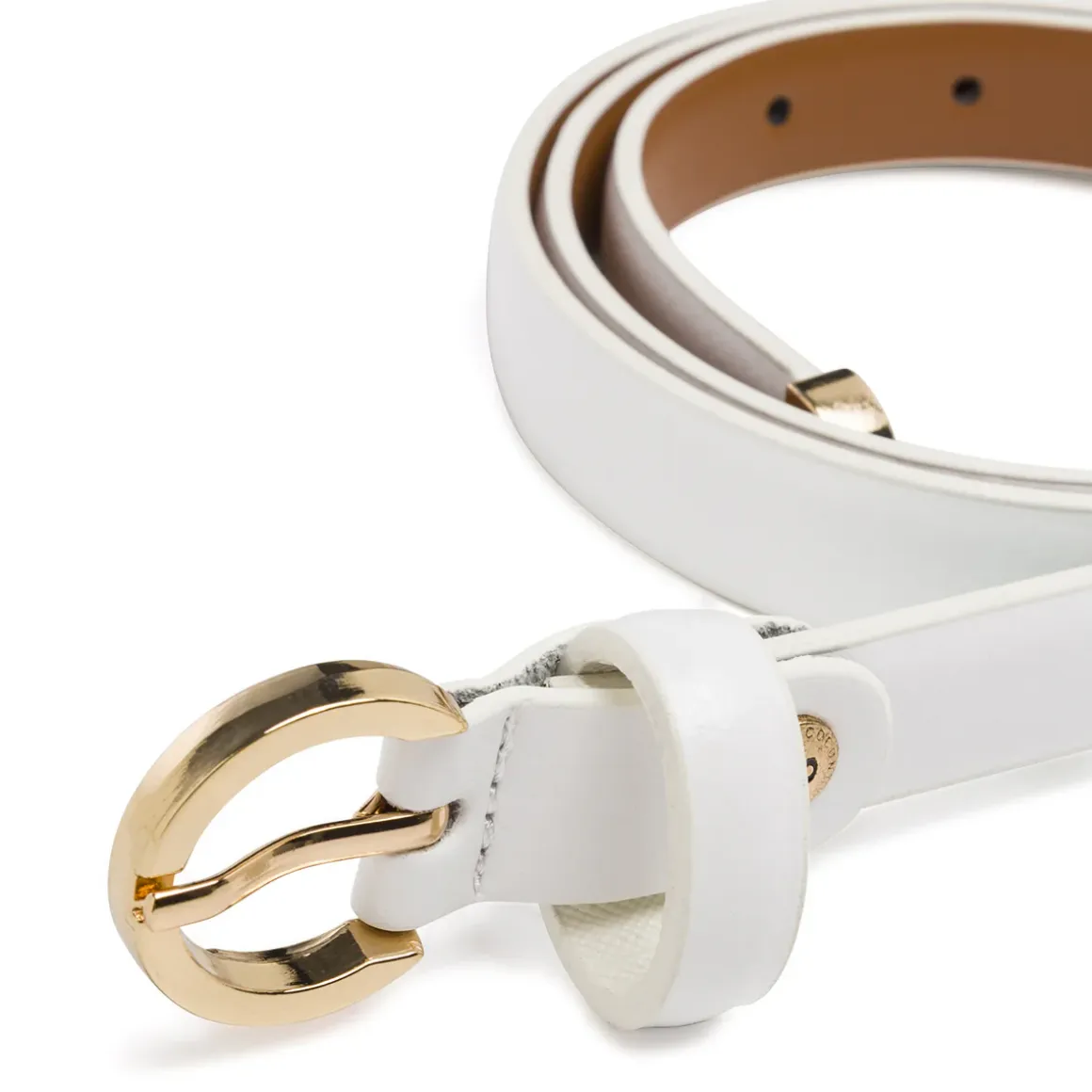 Cintura da Donna bianca in vera pelle con fibbia dorata Coconuda