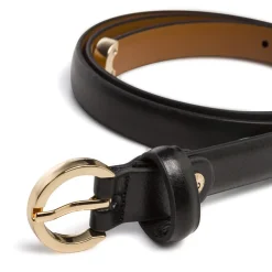 Cintura da Donna in pelle nera con fibbia tonda dorata Coconuda
