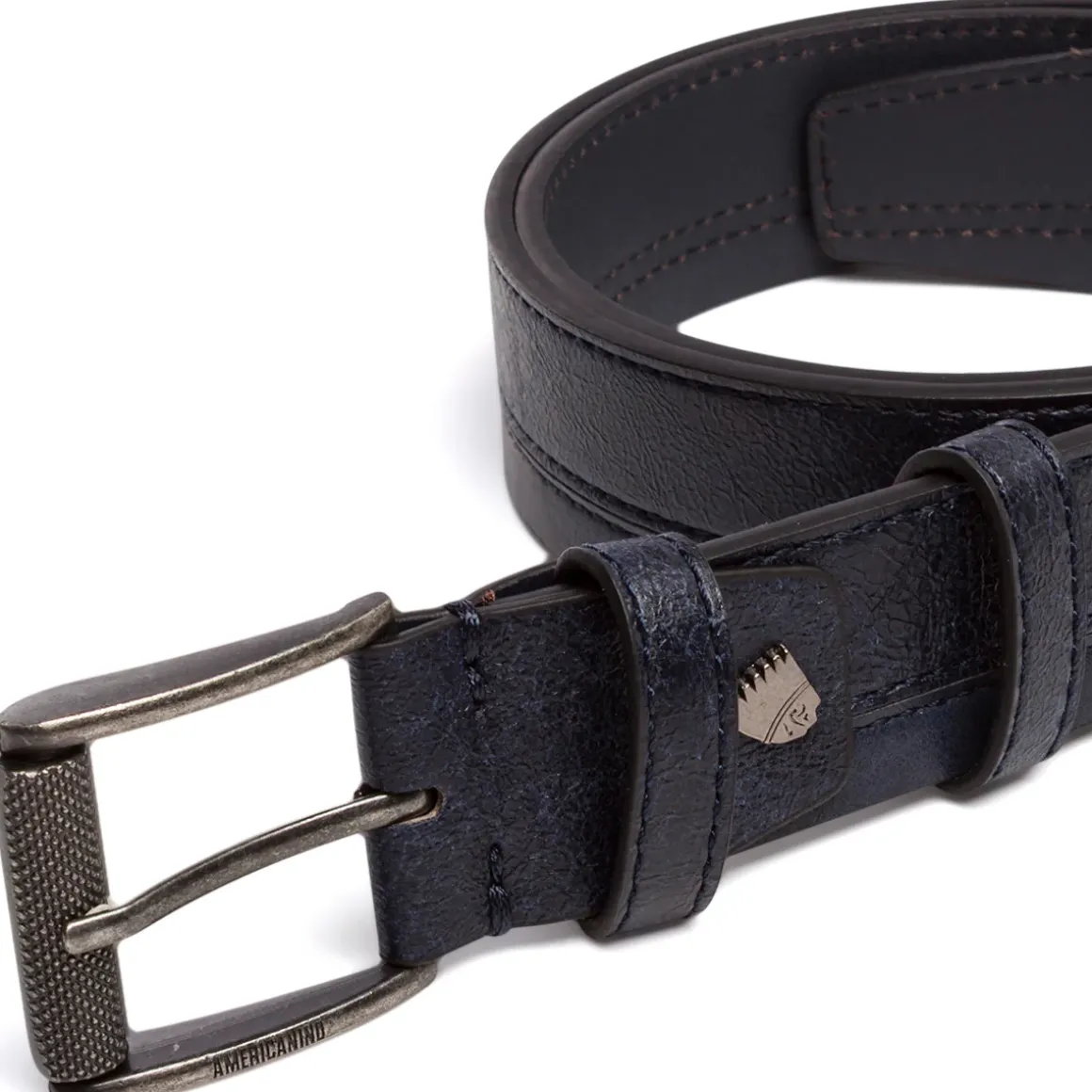 Cintura da Uomo Blu con Fibbia Rettangolare Americanino