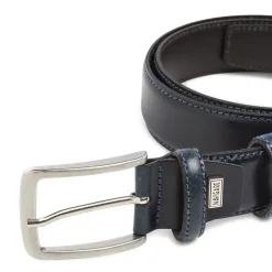Cintura da Uomo Blu in Pelle con Fibbia in Metallo Navigare