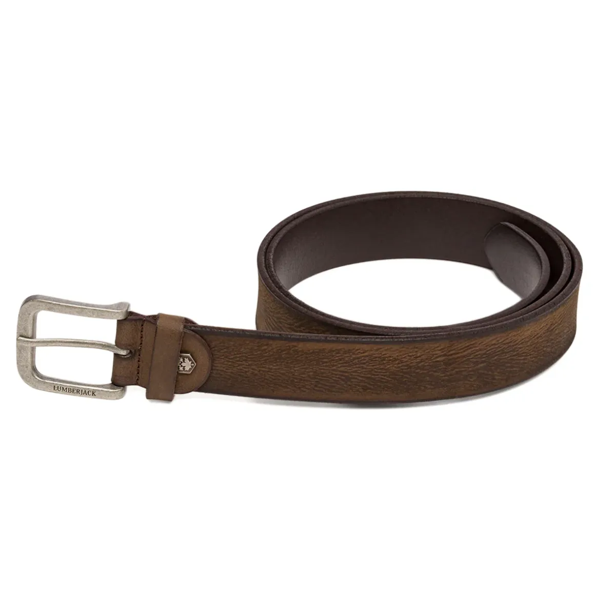 Cintura da Uomo Marrone in Pelle con Fibbia in Metallo Lumberjack