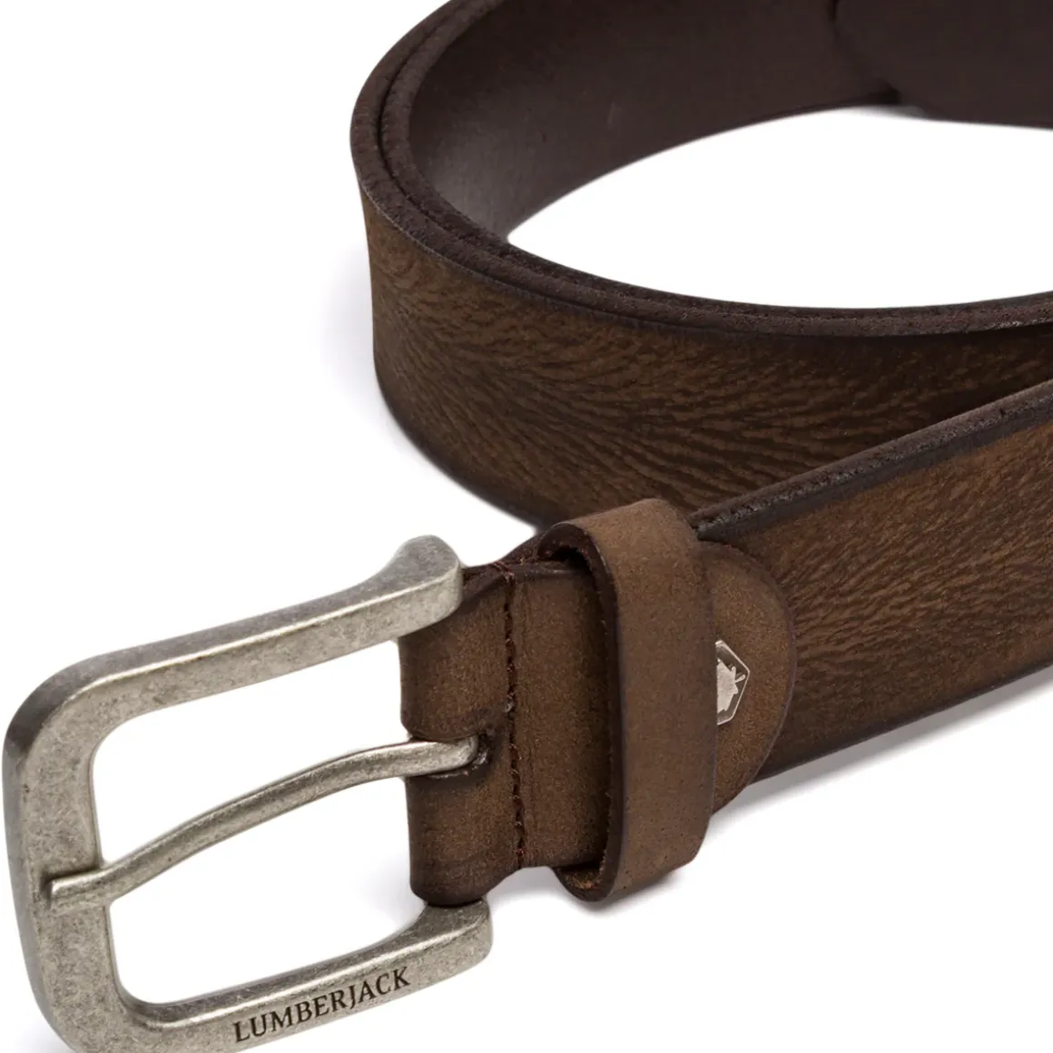 Cintura da Uomo Marrone in Pelle con Fibbia in Metallo Lumberjack