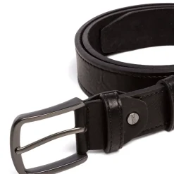 Cintura da Uomo Nera con Fibbia Gunmetal Carrera Jeans