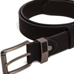 Cintura da Uomo Nera con Fibbia in Metallo Satinato Carrera Jeans