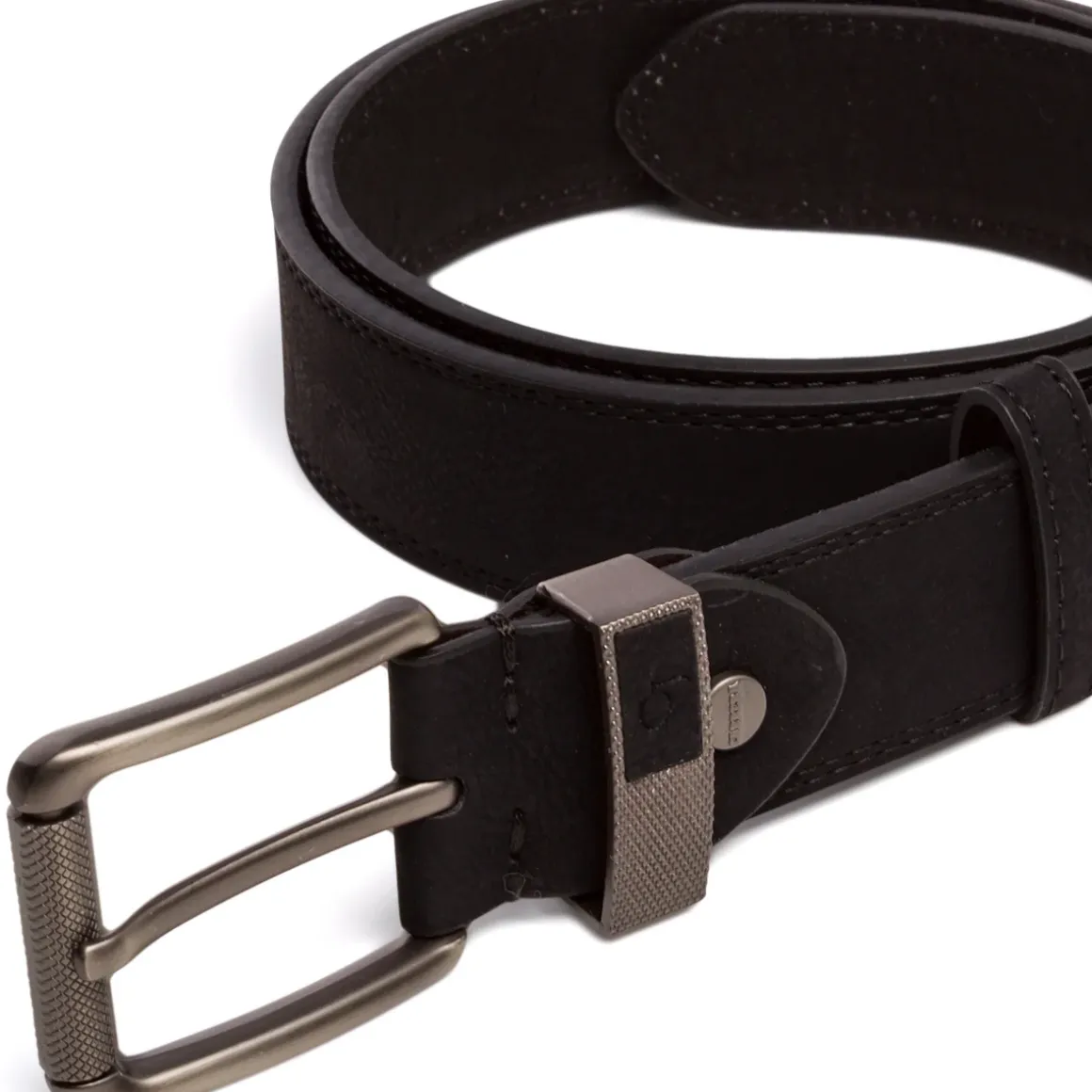 Cintura da Uomo Nera con Fibbia in Metallo Satinato Carrera Jeans
