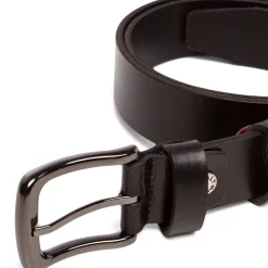 Cintura da Uomo Nera in Pelle con Fibbia Gunmetal Navigare