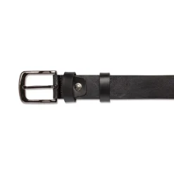 Cintura da Uomo Nera in Pelle con Fibbia Gunmetal Navigare