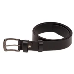 Cintura da Uomo Nera in Pelle con Fibbia Gunmetal Navigare