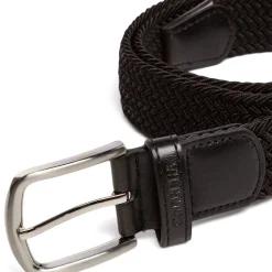 Cintura da Uomo Nera Intrecciata con Fibbia in Metallo Carrera