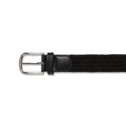 Cintura da Uomo Nera Intrecciata con Fibbia in Metallo Carrera