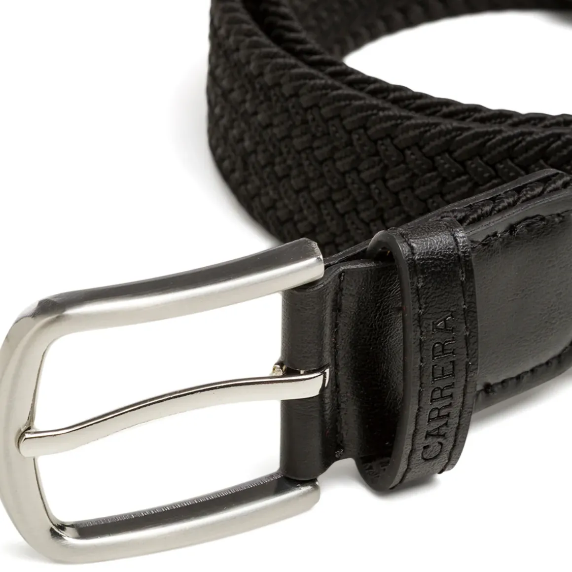 Cintura nera intrecciata da Uomo Carrera con fibbia in metallo