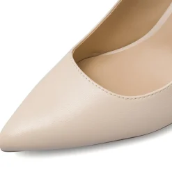 Décolleté beige da donna con tacco rocchetto 9 cm e strass dorati Lora Ferres