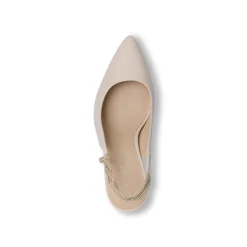 Décolleté beige da donna con tacco rocchetto 9 cm e strass dorati Lora Ferres