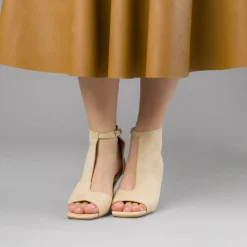 Décolleté Beige da Donna effetto scamosciato con tacco 8 cm Lora Ferres