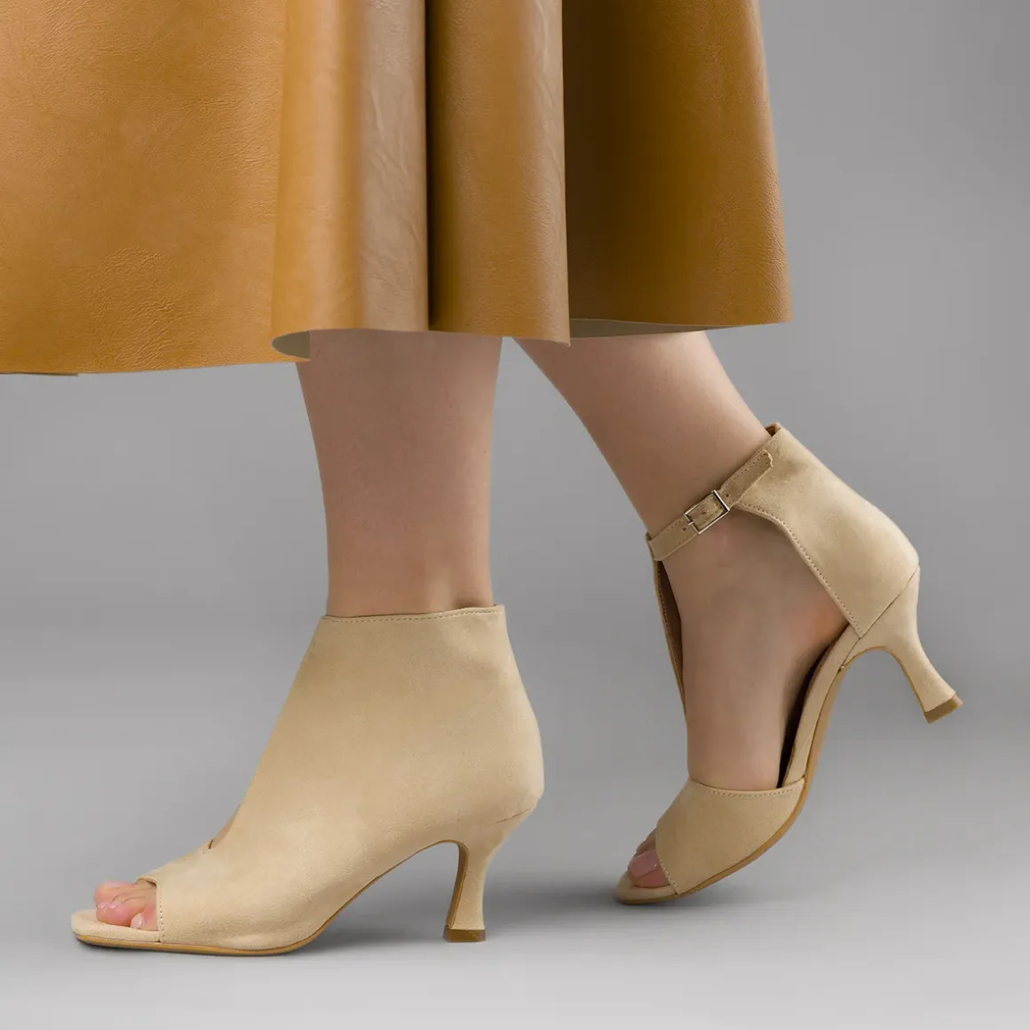 Décolleté Beige da Donna effetto scamosciato con tacco 8 cm Lora Ferres