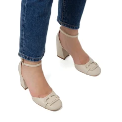 Décolleté bianco off-white da Donna con fibbia e tacco blocco 7,5 cm Swish Jeans