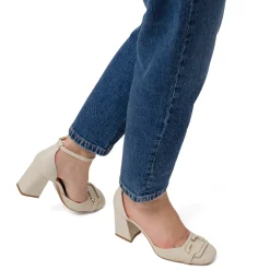 Décolleté bianco off-white da Donna con fibbia e tacco blocco 7,5 cm Swish Jeans