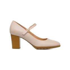Décolleté comfort beige da Donna con cinturino e tacco a colonna 6 cm P Soft