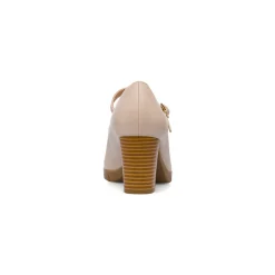 Décolleté comfort beige da Donna con cinturino e tacco a colonna 6 cm P Soft