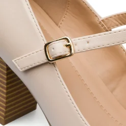 Décolleté comfort beige da Donna con cinturino e tacco a colonna 6 cm P Soft