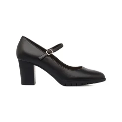 Décolleté comfort nere da Donna con cinturino e tacco a blocco 7 cm P Soft