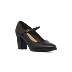 Décolleté comfort nere da Donna con cinturino e tacco a blocco 7 cm P Soft