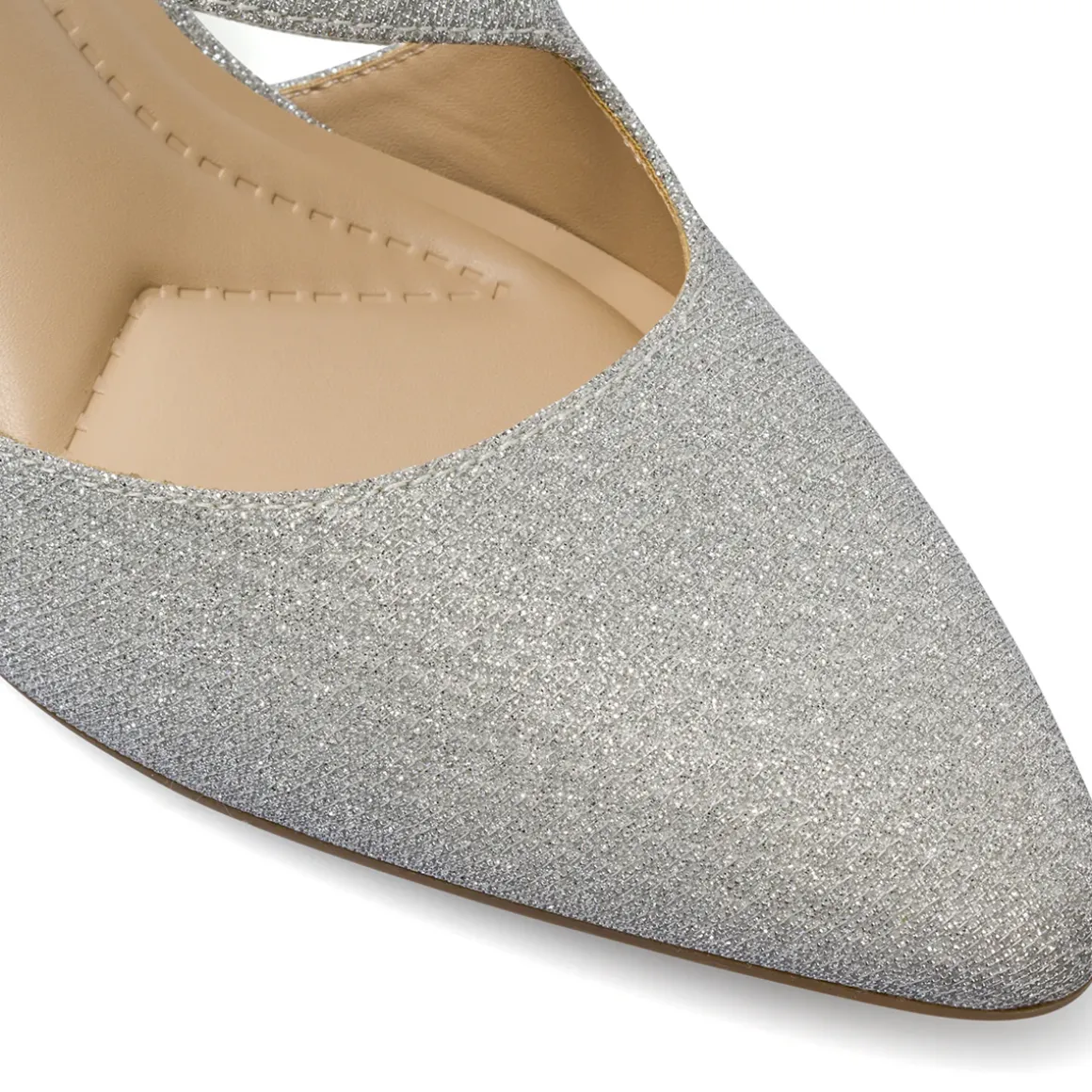 Décolleté da Donna argento glitter e cinturino incrociato P Soft