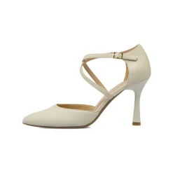 Décolleté da donna bianche con cinturini incrociati e tacco a spillo 9 cm Lora Ferres
