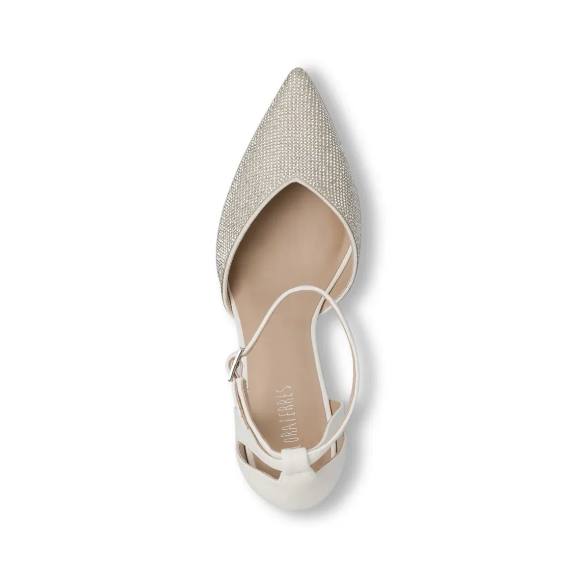 Décolleté da donna bianche con strass e tacco 7,5 cm Lora Ferres