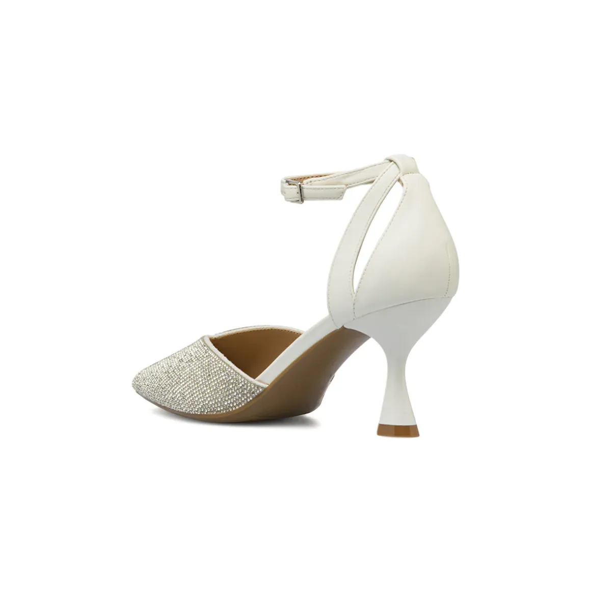 Décolleté da donna bianche con strass e tacco 7,5 cm Lora Ferres