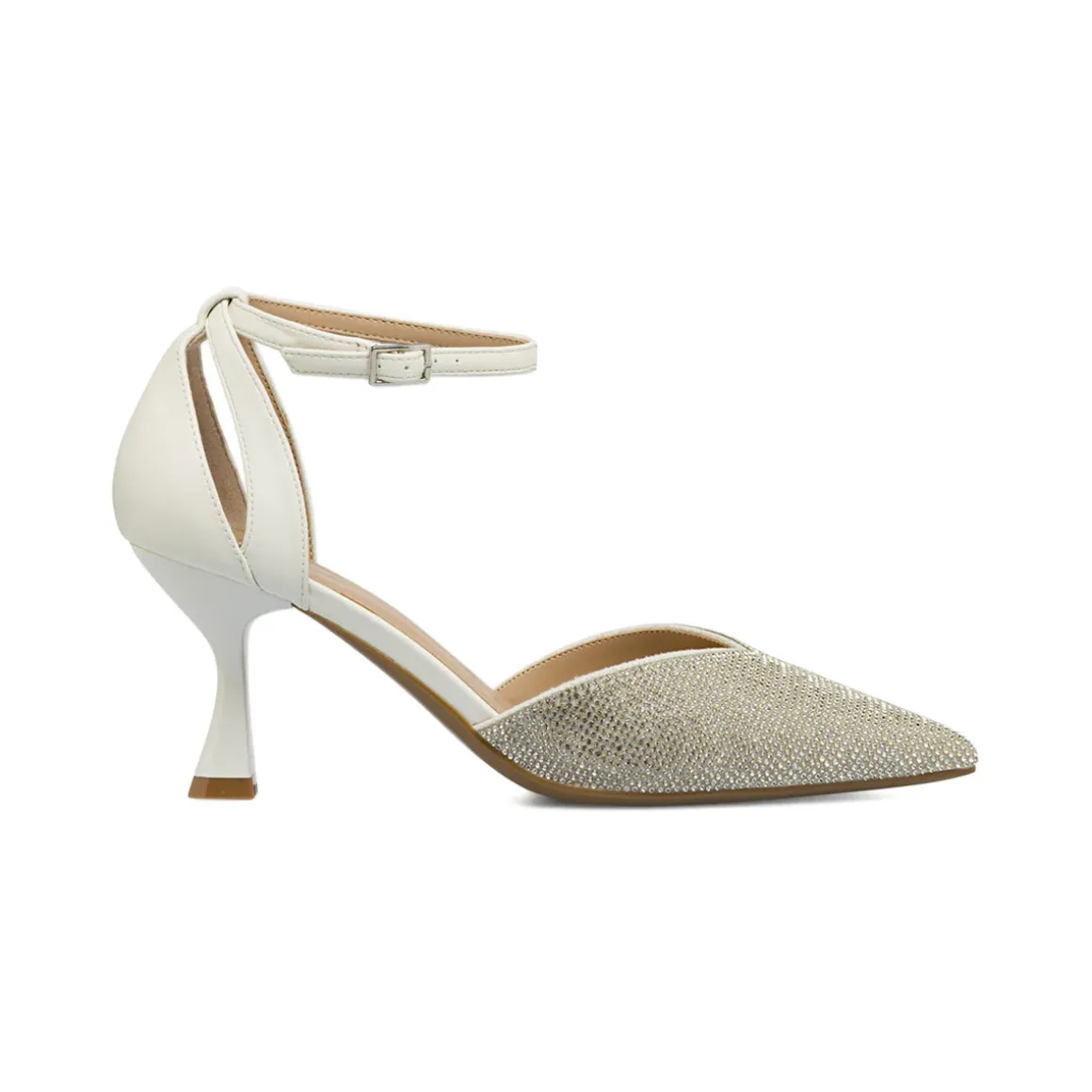 Décolleté da donna bianche con strass e tacco 7,5 cm Lora Ferres