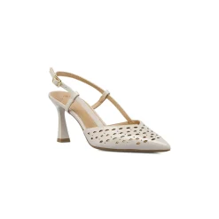 Décolleté da donna bianche slingback con tacco e trafori Swish Jeans