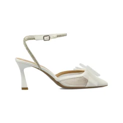 Décolleté da donna bianche Swish Jeans con inserti in rete e strass