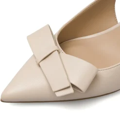 Décolleté da donna Lora Ferres beige con fiocco frontale e tacco 7,5