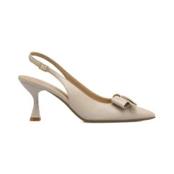 Décolleté da donna Lora Ferres beige con fiocco frontale e tacco 7,5