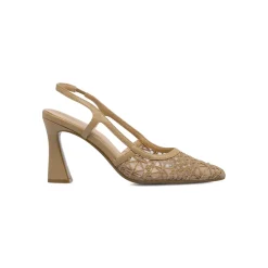 Décolleté da donna marroni effetto pizzo con tacco 9 cm Swish Jeans