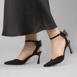 Décolleté da donna nere con tacco 8 cm e fiocco in tulle Swish Jeans