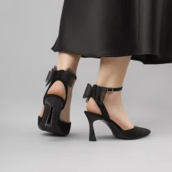Décolleté da donna nere con tacco 8 cm e fiocco in tulle Swish Jeans